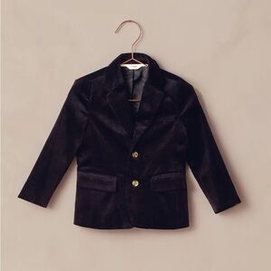 Elegant Velvet Kids Blazer in Deep Black